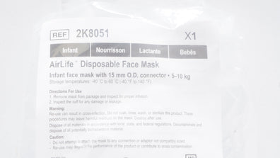 Vyaire 2K8051 AirLife Disposable Face Mask Infant 5 -10kg (x)